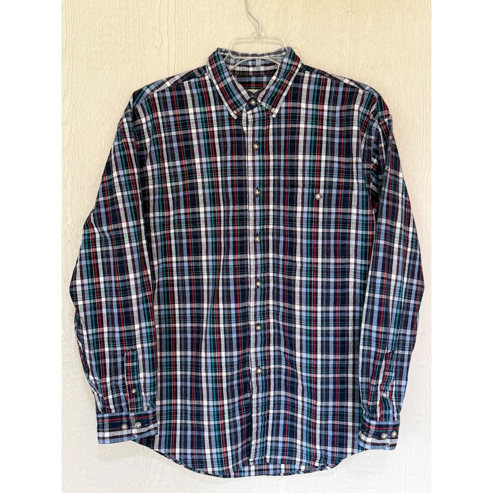 Eddie Bauer Mens Plaid heavyweight Button Down Shirt Large Cotton Regular Fit